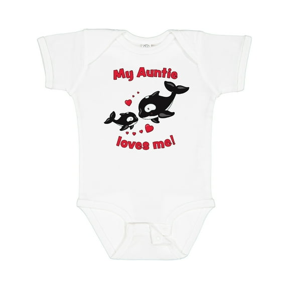 Inktastic My Auntie Loves Me Orca Family Boys or Girls Baby Bodysuit