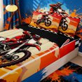 thumbnail image 3 of Meiyoeat Retro Desert Dirt Bike Zipper Twin Comforter Sets with Fitted Sheet and 2 Pillowcases for Teens, Geometric Checkered Zipper Bedding Set, Red Orange,4-Piece,Black Reversible, 3 of 6