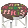 thumbnail image 5 of Salouo Ho Ho Ho Merry Christmas Pattern Bar Stool Cushion Cover, Round Crease-Resistant Stretchy Dustproof Stool Seat Slipcover for Bar Round Chair-14 inch, 5 of 6