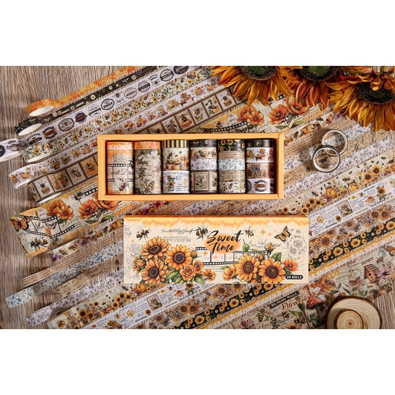 Washi Tape Set 20 Rolls - Vintage Bee Floral Butterfly Botanical Washi Tape Kit, Cute Retro Decorative Tapes for Scrapbooking Supplies,Junk Journal, Bullet Journaling, DIY Art Crafts, Gift Wrapping