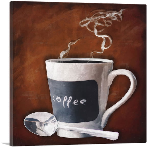 ARTCANVAS Cup Of Coffee Home Decor Square Canvas Art Print - Size: 12" x 12" (0.75" Deep)
