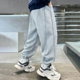 thumbnail image 4 of XUELUO Boys Athletic Shorts And Pants Summer Solid Color Elastic Waist Drawstring Straight Leg Athletic Sweatpants Trousers Streetwear,Gray,3-4 Years, 4 of 7