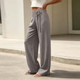 thumbnail image 5 of Nmnitkp Pants for Women Striped Wide Leg Dress Pants with Pockets Drawstring Elastic Back Waist Loose Straight Business Casual Work Trousers for Office Daily Travel Wear Dark Gray,S, 5 of 6