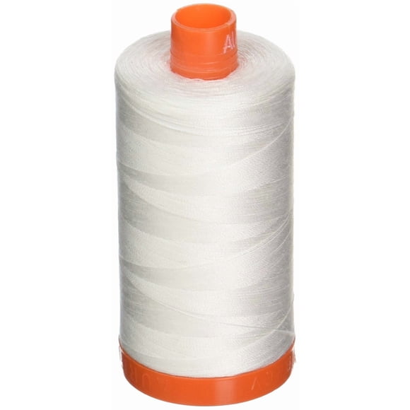 Hilo Aurifil 50wt, algodón, 1300 m, blanco natural