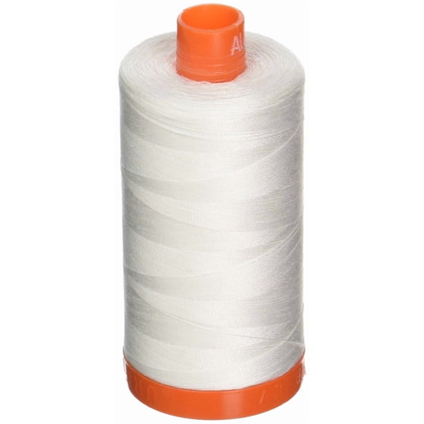Hilo Aurifil 50wt, algodón, 1300 m, blanco natural