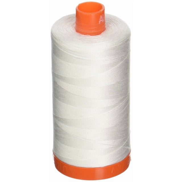 Hilo Aurifil 50wt, algodón, 1300 m, blanco natural