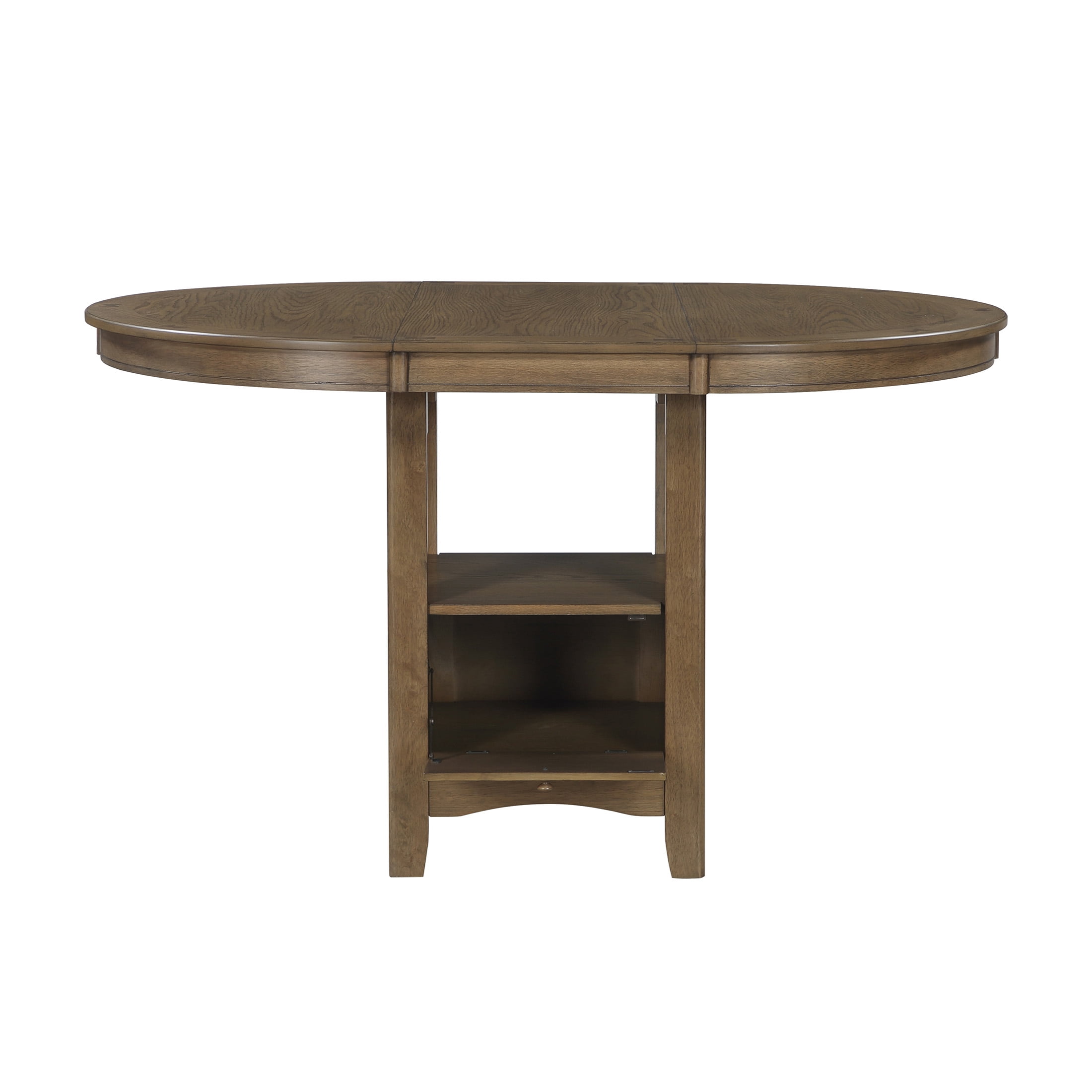 OakvillePark Lume Wood 42"-60" Round/Oval Pedestal Storage Base Counter Height Table, Brown