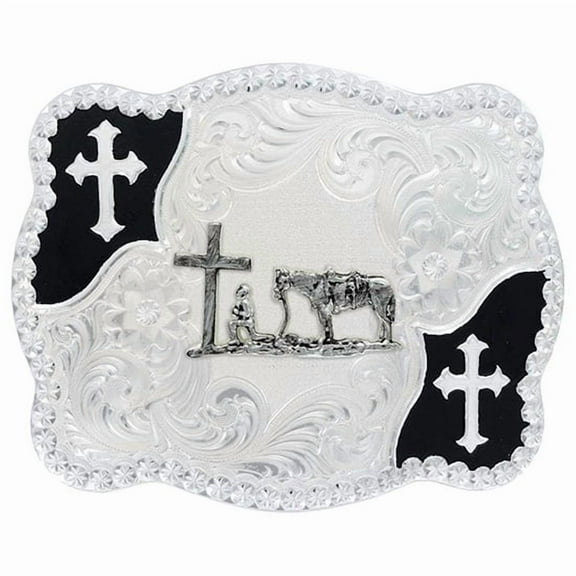 Montana Silversmiths Christian Cowboy Scallop Cross - Acc Buckle  - 3611-731M