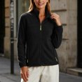 thumbnail image 5 of Women's & Plus Size Micro Polar Fleece Jackets, Fall Winter Zip-up Stand Collar Long Sleeve Cozy Warm Outdoor Coats, S-4XL, 5 of 6