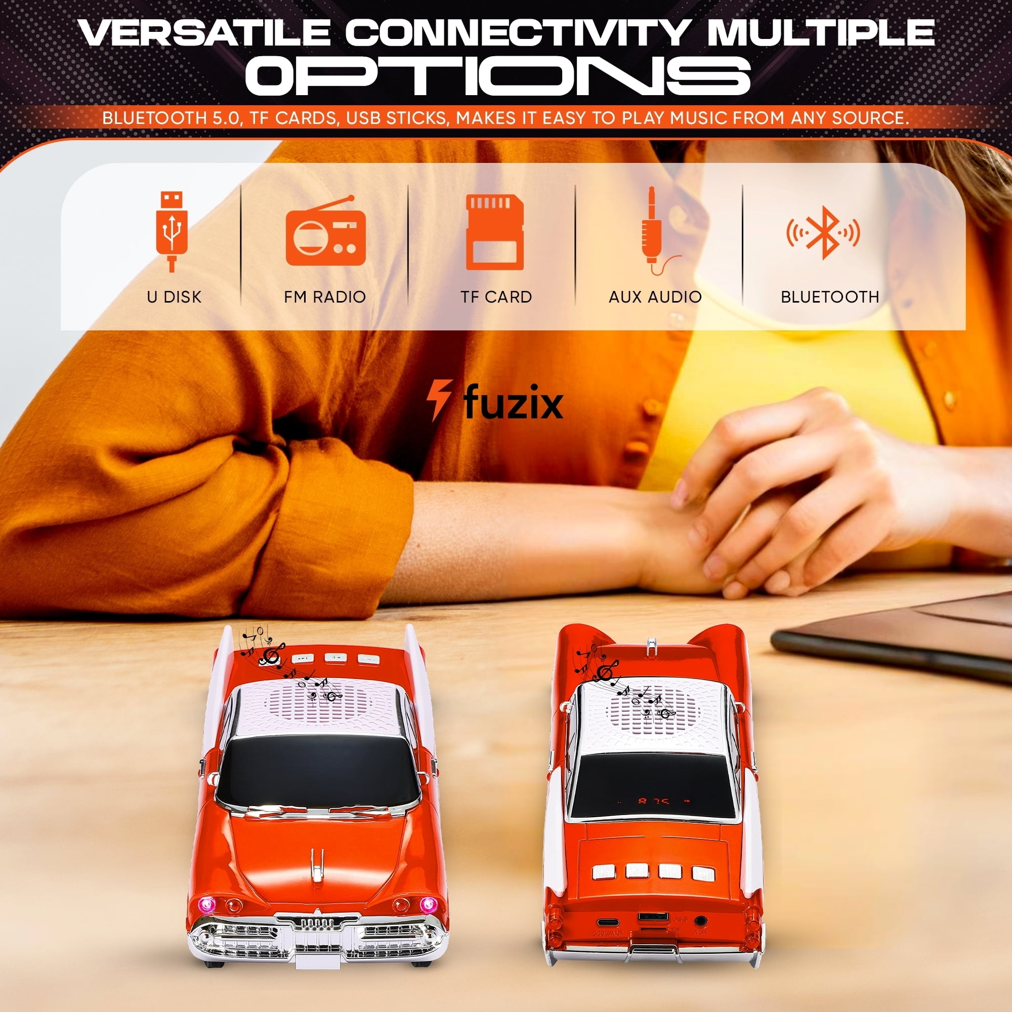 Fuzix WS-1965 Car Bluetooth Portable Speaker with LED AUX USB FM Rechargeable