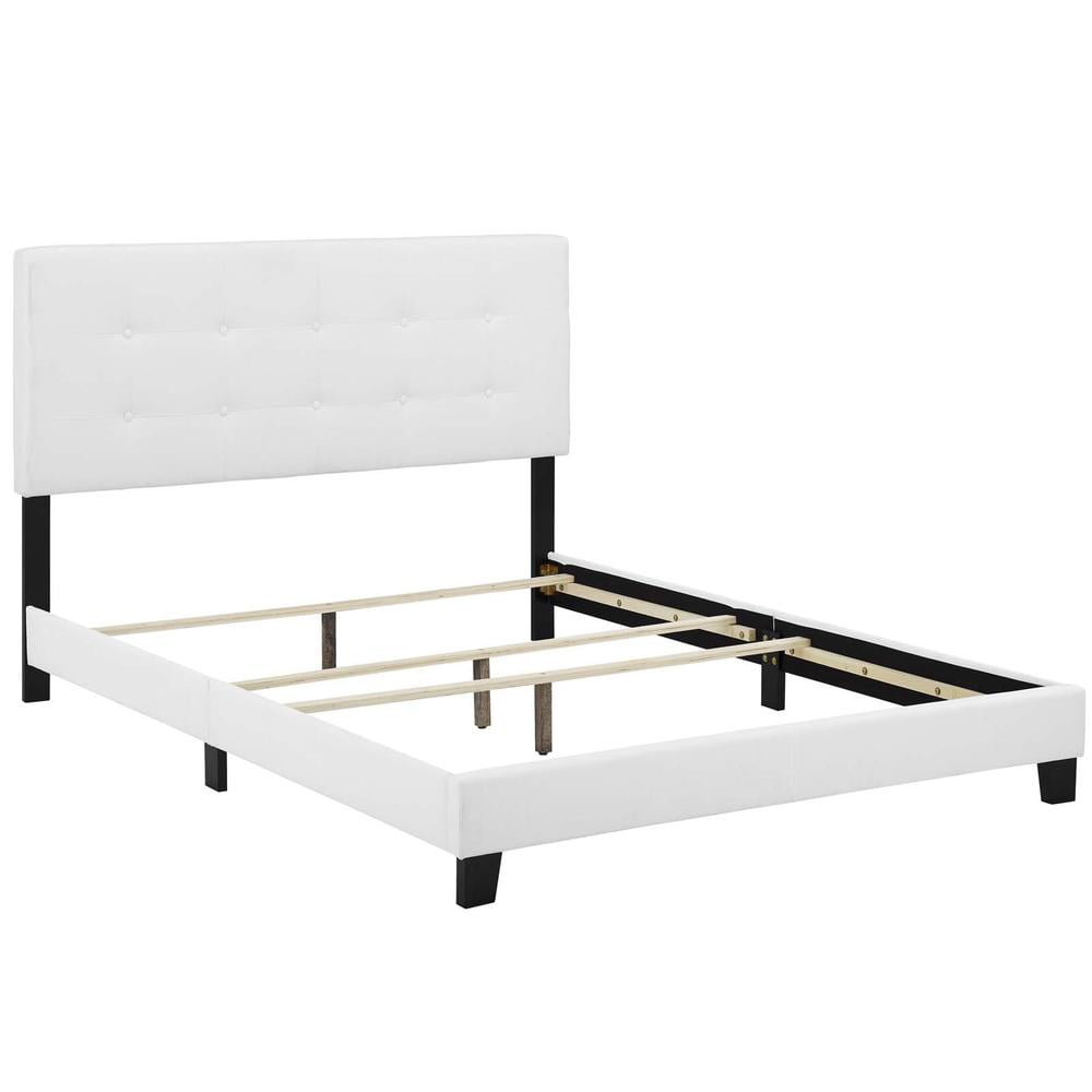 Modway Amira King Modern Upholstered Polyester Fabric Bed in White