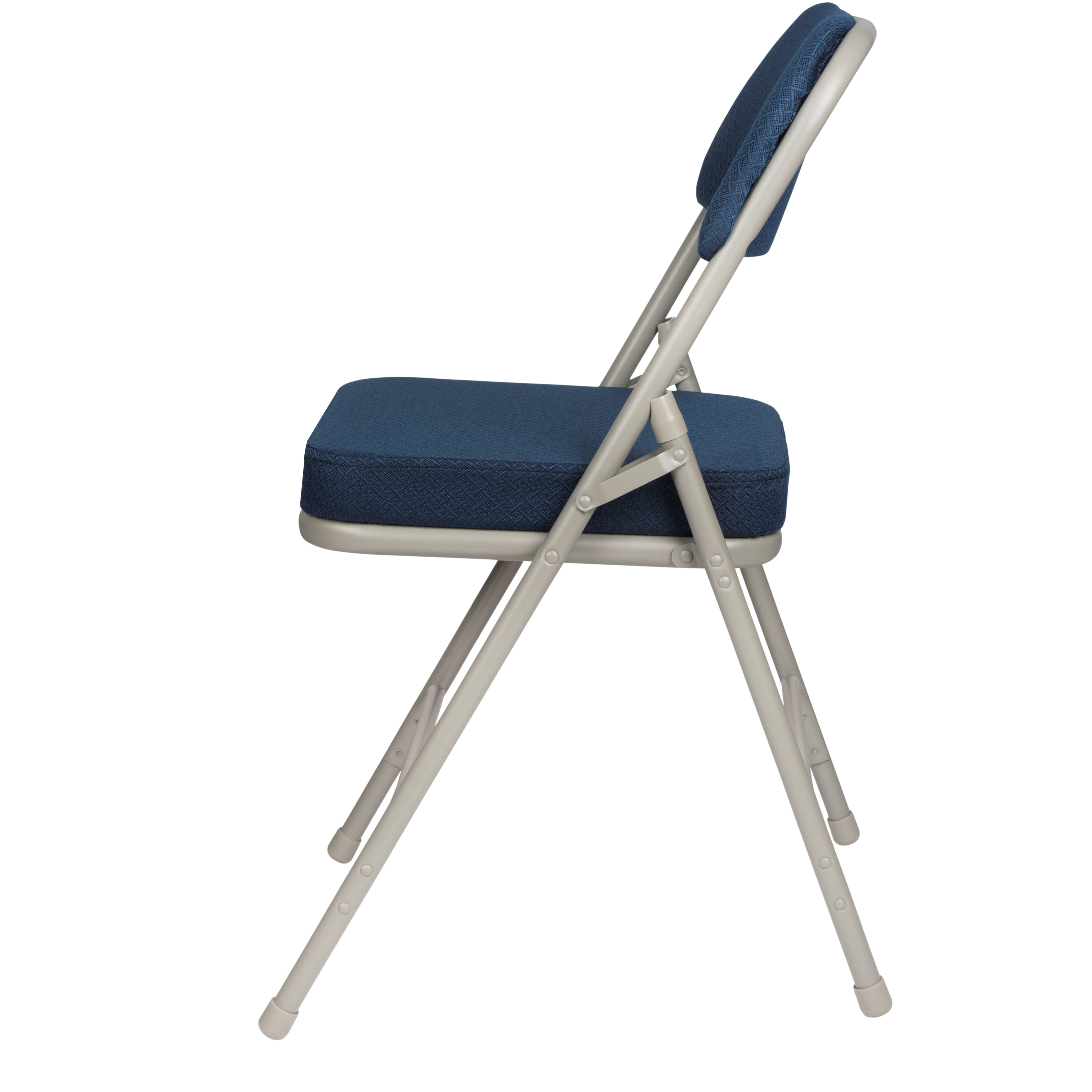 Hampden Furnishings Bernadine Collection Deluxe Fabric Padded Folding Chair, Blue, Pack of 2