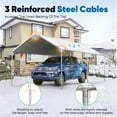 thumbnail image 3 of Quictent 10X20ft Heavy Duty Carport Outdoor Car Canopy with 3 Reinforced Steel Cables-Gray, 3 of 10