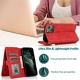 thumbnail image 3 of SaniMore iPhone 14 Case (6.1" 2022) with Zipper Wallet & Wrist Strap & Magnetic Closure Card Slots Kickstand Shockproof Anti-drop Slim Full-around Protective Business Cover For iPhone 14, Red, 3 of 7
