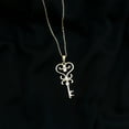 thumbnail image 3 of Rosec Jewels Certified Cubic Zirconia Key Pendant Necklace, Vintage Inspired Pendant, 10K Yellow Gold, 3 of 8