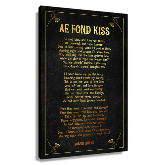 Ae Fond Kiss Poem Wall Decor Robert Burns Quote Wall Art Poetry Poster Canvas Kitchen Painting Pictures Prints Photo Modern House Decorations Unframed 12×18 in