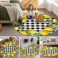 thumbnail image 5 of Summer Lemons Round Area Rug 6Ft Washable Circle Rugs for Bathroom Office, Fruits White Flowers Farmhouse Plaid Non-Slip Carpet Floor Mats Indoor Outdoor Carpet Runner Aesthetic Home Decor, 5 of 8