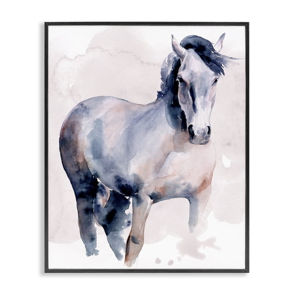 Stupell Industries Modern Blue Watercolor Horse Portrait Black Framed Giclee Art, 11 x 14, by Jennifer Paxton Parker