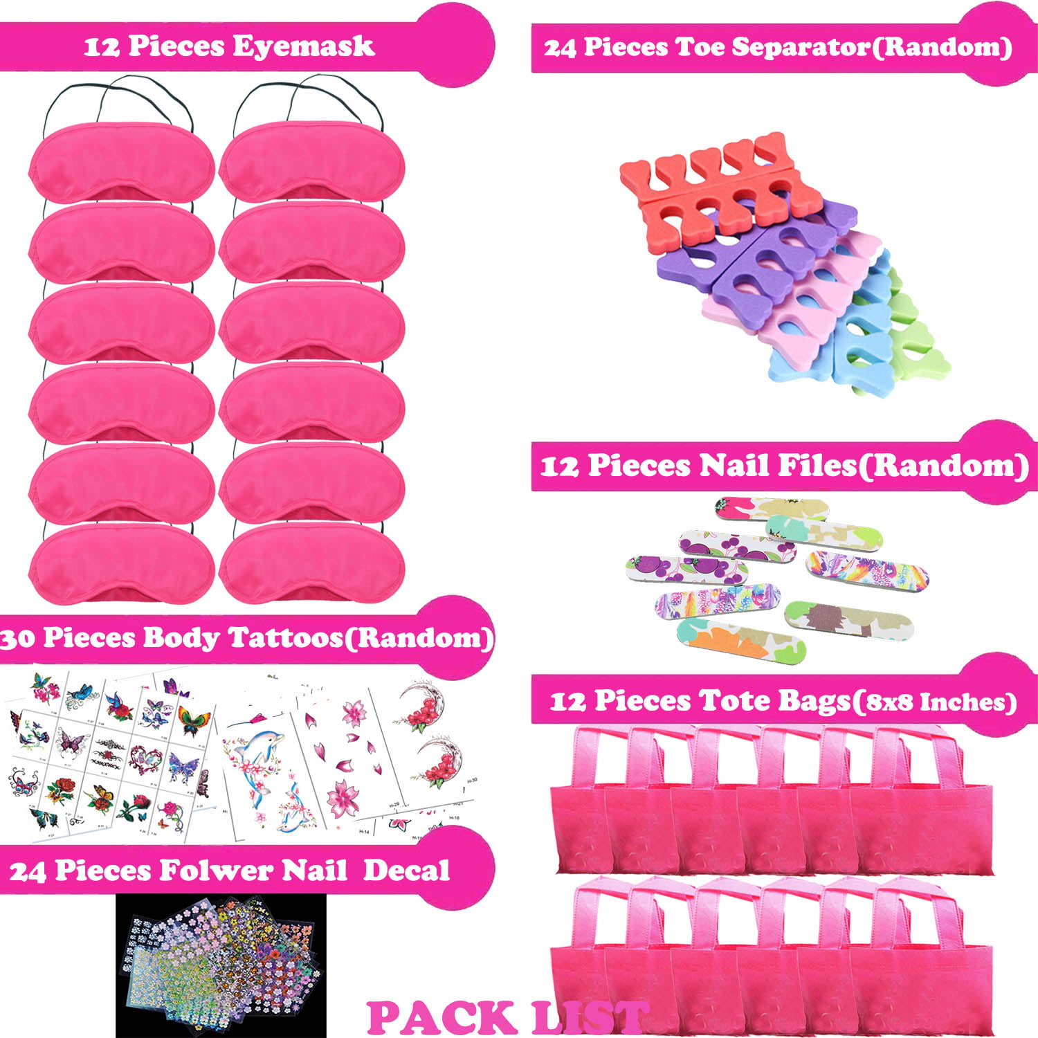 Nimjoy 114pcs Girls Spa Party Supplies Favors for Kids Birthday Kit Spa Day