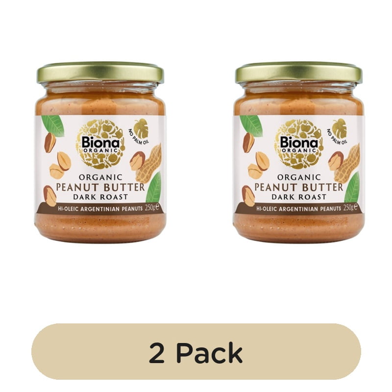 Biona Organic Hi Oleic Dark Roast Smooth Peanut Butter 250g, British Import (Pack of 2)