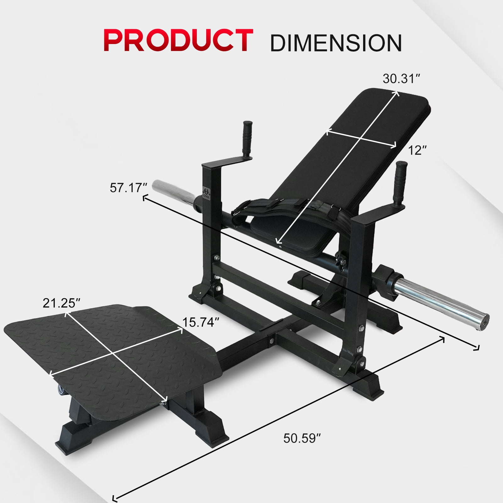 HeeH Hip Thrust Machine Glute Bridge: Heavy Duty Butt Muscle Building and Shaping Exercise Equipment with Adjustable Footboard Workout Home Gym 880LBS Black