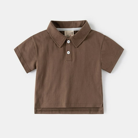 LIUYUNNN Kids Youth Polo Shirts for Boys Short Sleeve Boy Coffee Button down Shirt School Uniform Shirts Collared Shirt 5-6 Years Boy ShirtsBoys Girls Four Seasons Outfits