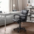 thumbnail image 3 of Vineego Mid Back Office Desk Chair PU Leather Executive Chair Adjustable Business Manager’s Chair Ergonomic Swivel Computer Chair with Lumbar Support and Armrest, Black, 3 of 7
