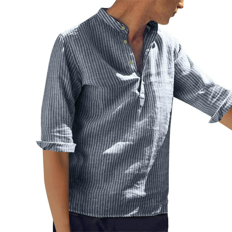 Man Shirt Stripe Leisure Fashion Top Mens Long Shirts Long Sleeve