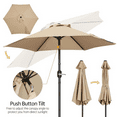 thumbnail image 3 of Outdoor Patio Umbrella, 7.5ft Table Market Umbrella with Push Button Tilt and Crank & Sturdy Ribs UV Protection for Garden, Deck, Backyard, Pool, Tan, 3 of 6