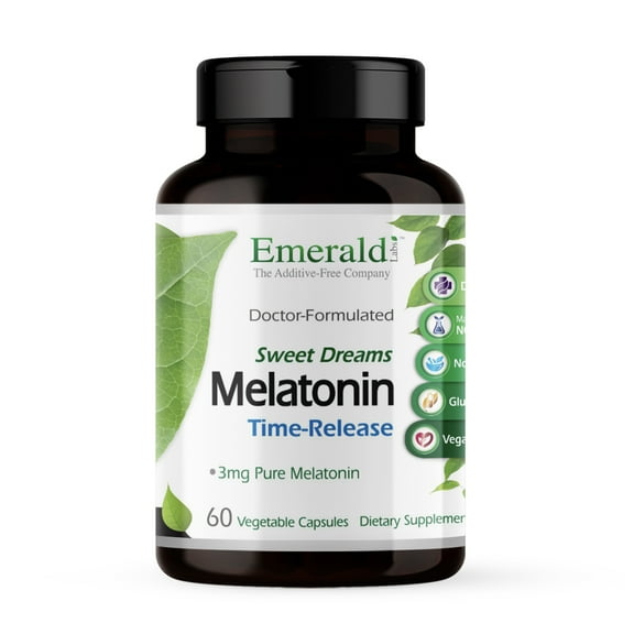 Sweet Dreams, Melatonin, Time-Release, 3 mg, 60 Vegetable Capsules, Emerald Laboratories
