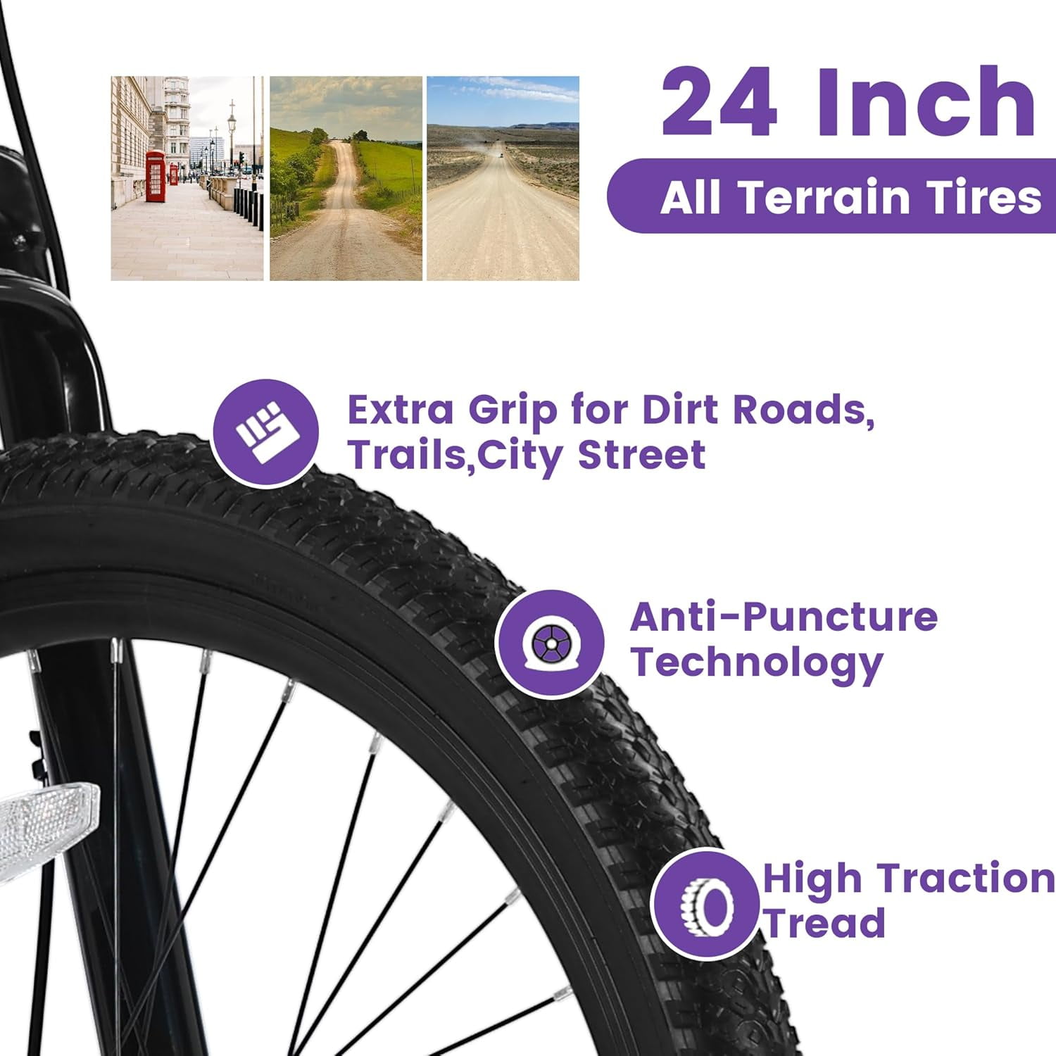 Ambifirner Womens Mountain Bike, 24 Inch 21 Speeds Hybrid Commuter Bicycle for Adults, Disc Brakes and 100mm Front Suspension White