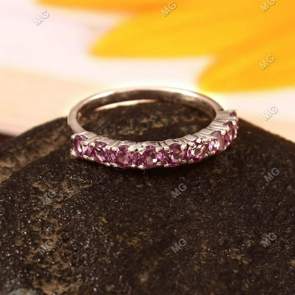 Vintage Lab Created Alexandrite Band 925Silver Halo Wedding Band Anniversary Gift Women Handmade Birthstone Ring Art Deco Gemstone Band Gift