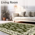thumbnail image 2 of ODIKA 2'x3' Machine Washable Non-Slip Area Rug, Paisley Medallion with Swirling Vine Border Framework High Traffic Rug with Pad, Green, 578479, 2 of 8