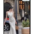 thumbnail image 3 of Vestido largo de satén sin mangas para mujer, fiesta de noche de sirena para traje Sexy, elegante, a la moda francesa, color liso, 2023, 3 of 4