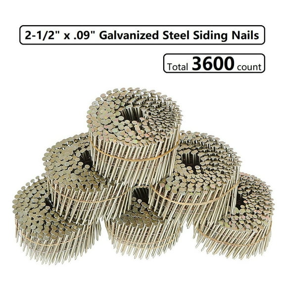 2-1/2" x .09" Round Head Ring Shank Steel Siding Nails (12 Rolls)