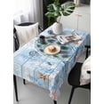 thumbnail image 2 of Ocean Turtle Rectangle Tablecloth, Blue Coral Coastal Starfish Nautical Shell Waterproof & StainResistant Tablecloth, Washable Oil-proof Table Cover for Dining/Party/Wedding/Camping/Buffet 60x120 In, 2 of 9