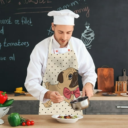 

Adult Cotton And Linen Apron Animal Series Printed Apron Household Cleaning Coverall Sausage Dog Apron Parent Child Apron