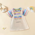 thumbnail image 3 of XIMIN Nouvelle Robe d'Été à Imprimé Rayé Arc-en-Ciel à Manches Courtes, Col Rond, Mignonne, Dessin Animé, Mode, Robe pour Fillette, Petite Robe de Fête et de Concours pour Bébé Fille (4-5 Ans, Jaune), 3 of 5