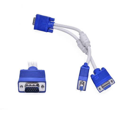VGA 15 Pin PC SVGA Male to 2 Female Monitor Dual Double Y Adapter Splitter Cable