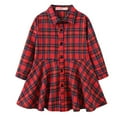 thumbnail image 3 of Esaierr Little Girls Plaid Shirt Dress for Toddler Kids Long Sleeve A-Line Princess Dresses Spring Autumn Casual Skirt 3-11 Years, 3 of 8