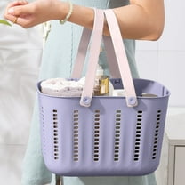 kchsji Shower Caddy Basket - Plastic Bath Storage with Drain Holes & Handles, Waterproof Shampoo Holder for Bathroom, College Dorm, Camping - Lightweight & Multi-Use Organizer