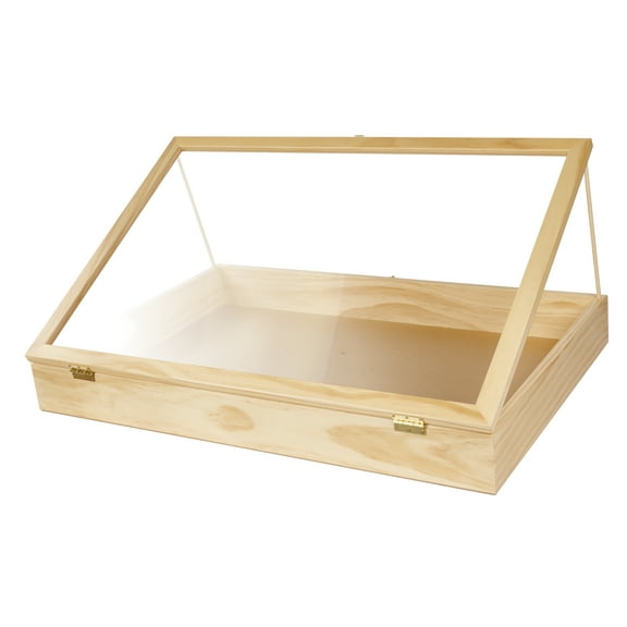 SSWBasics 36-Inch Portable Natural Pine Wood Countertop Display Case - Showcase Your Items in Style with a 24"W x 36"L x 4"D Elegant and Versatile Display Box