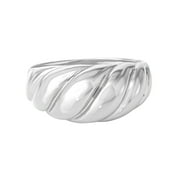 JS Jessica Simpson Womens Sterling Silver Ribbed Dome Ring