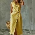 thumbnail image 4 of WAGUTH Women's Sleeveless Midi Shirt Dress Asymmetric Button-Front Dresses with Side Slit & Pockets for Summer Casual Wear, 4 of 5
