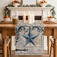 thumbnail image 2 of Table Runner 72 Inches Long for Kitchen Dining, Texas Star Vintage Dresser Scarf Farmhouse, Dining Table Decorations for Wedding/Parties, Retro Navy Blue Berry Wooden 16 x 72 In, 2 of 8