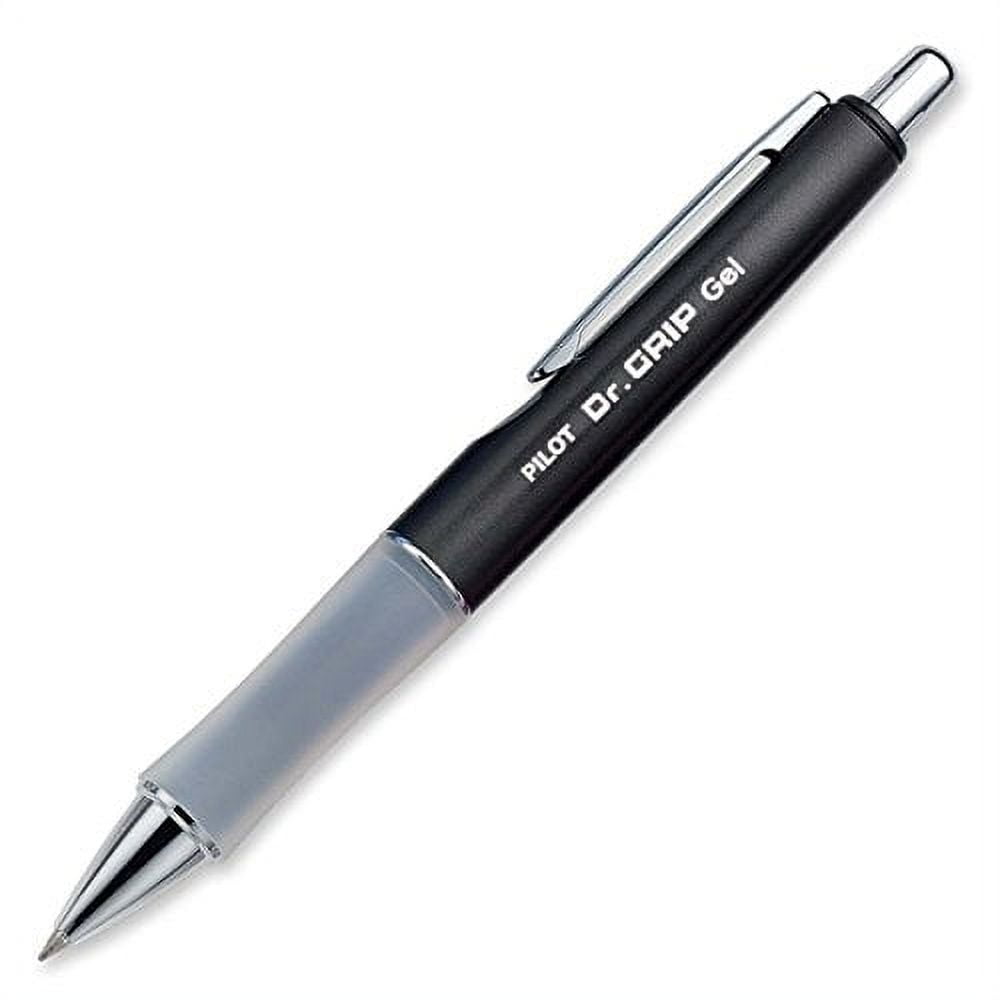 Pilot Dr. Grip Limited Retractable Rolling Ball Gel Pen, Fine Point, Charcoal Gray Metallic Barrel, Black Ink 3 Pen (36270) with 6 Black Ink Refill