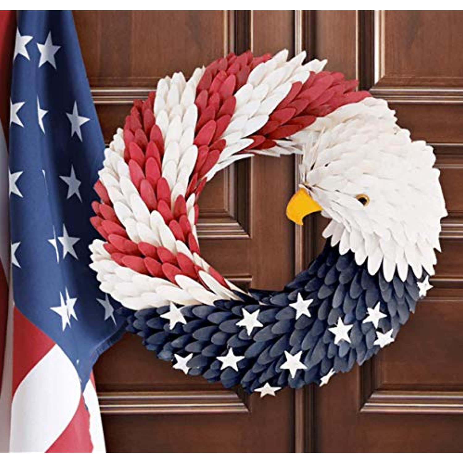 Patriotic wreath craft decor door hanging sign 4th July Veterans Memorial day 
