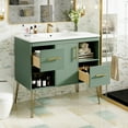 thumbnail image 3 of 36'' Bathroom Vanity with Resin Sink Combo Set, Modern Freestanding Single Bathroom Cabinet with 2 Drawers & 2 Storage Compartments, Solid Wood Frame Vanity Set with Metal Legs, Green, 3 of 7