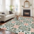 thumbnail image 2 of 5'x8' Area Rugs, Boho Flowers Indoor Outdoor Area Rug for Living Room Bedroom, Farmhouse Abstract Geometric Patterned Washable Bathroom Rugs Kitchen Floor Carpet Mats Home Decor Aesthetic, 2 of 8