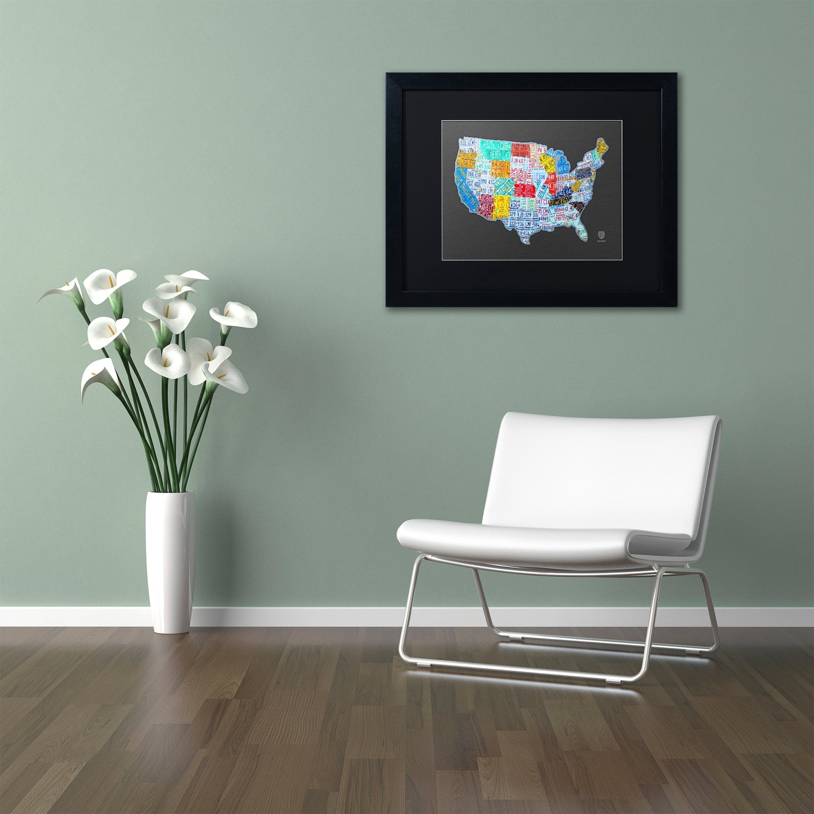 Trademark Fine Art 'Massive USA License Plate Map' Canvas Art by Design Turnpike, White Matte, Black Frame